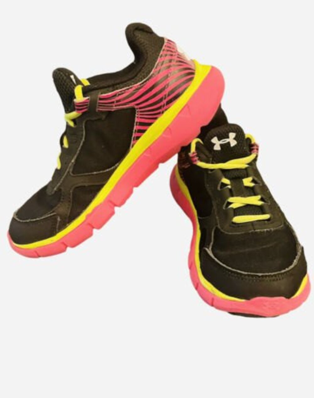 Under Armour Sneakers Girls 1258770-001 Size 1Y Hot Pink Black Yellow